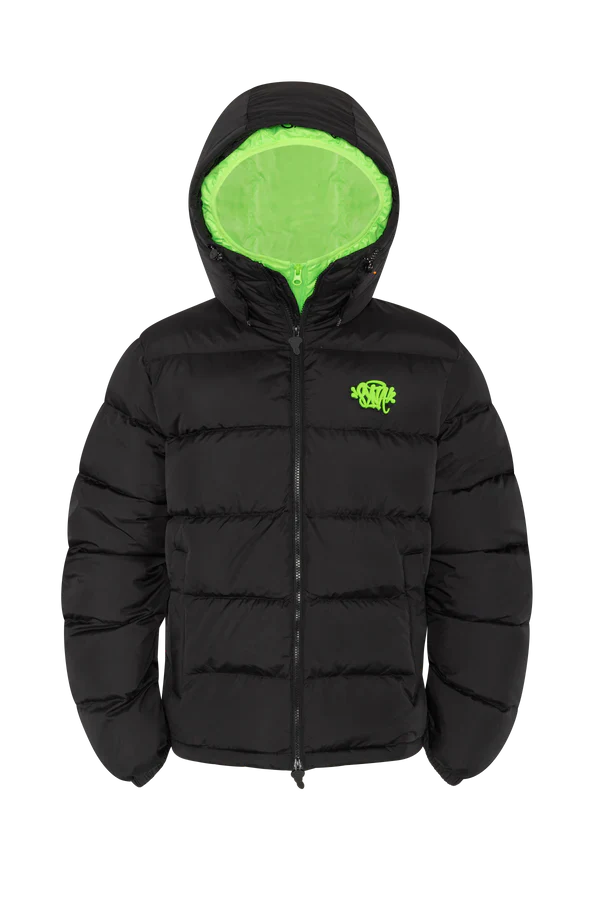 SYNA DOUBLE PUFFER JACKET BLACK / NEON GREEN