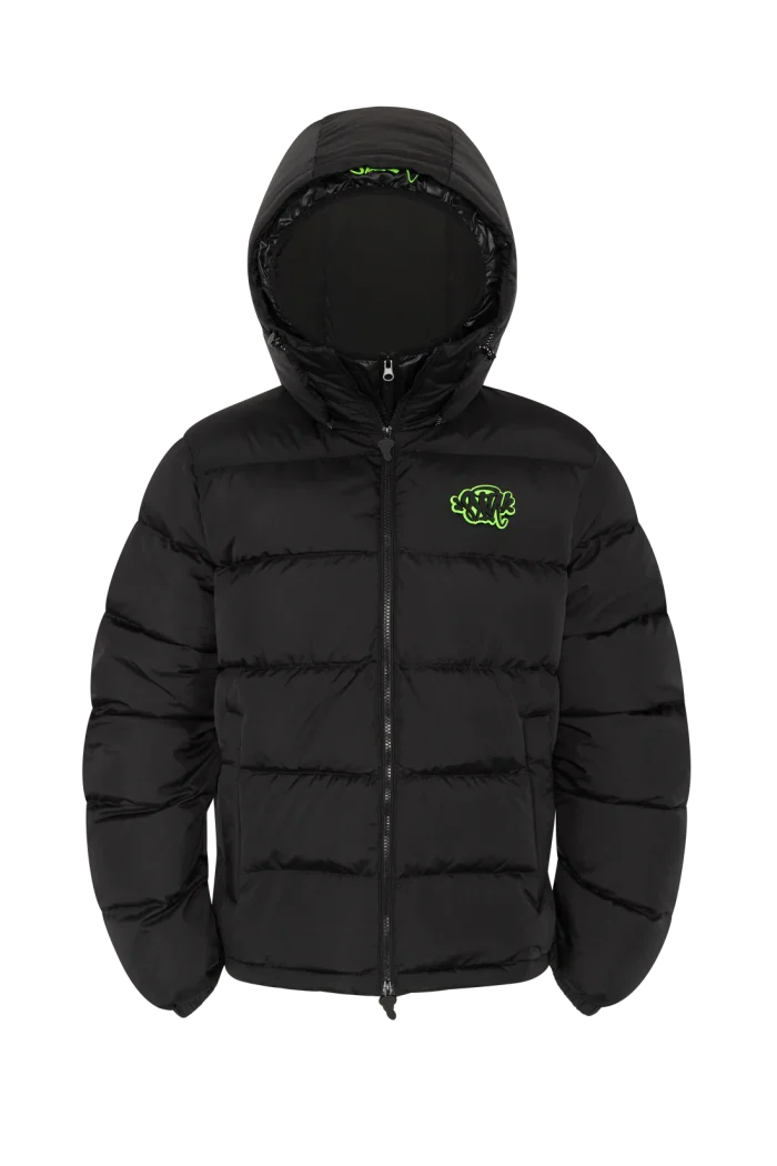 SYNA DOUBLE PUFFER JACKET BLACK / NEON GREEN
